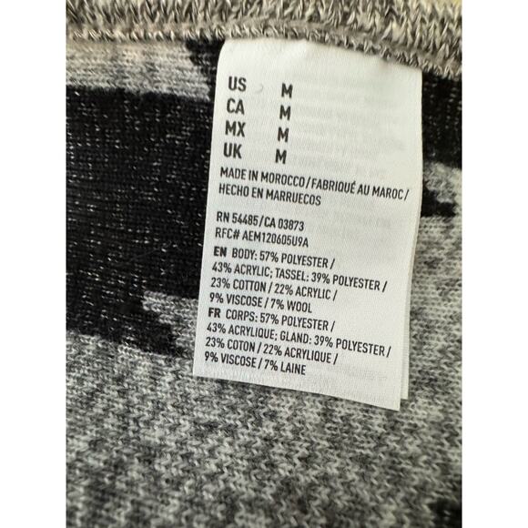 American Eagle Wrap Shawl Top Black Gray Western Aztec Rodeo Festival Med - Picture 5 of 7